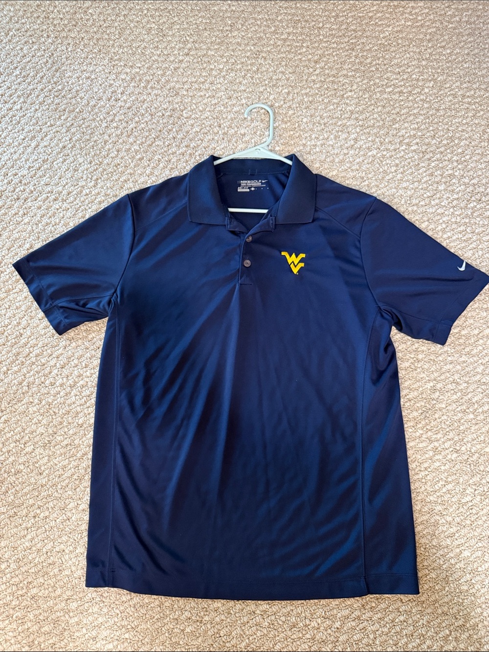 Nike Golf Performance Men's Navy Polo with Yellow WVU Logo